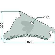 Kniv CC126575 for rundballepresse, optimalisert for holdbarhet og ytelse.