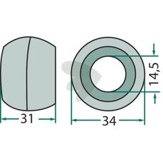 Nylonkule for finger med en diameter på 14 mm, ideell for maskinreparasjon.