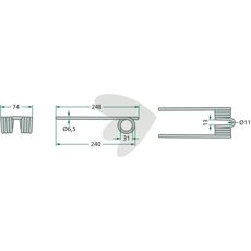 Kort sølvrivetind, robust design ideell for hage og landbruk.