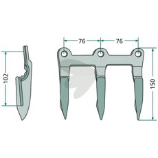 8" trippelfinger, perfekt for presisjon i jordbearbeiding.