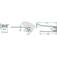 Rett fjærpinne for rotorsnurre, artikkelnummer PZ-106V, utmerket for traktorer.