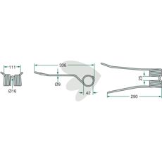 Høyre bøyd pinne til rive i rød farge med gul markering for klarhet.