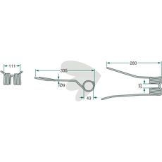 Bøyd rød pinne for venstre side av roterende rive, perfekt passform.