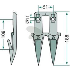 Dobbelfinger tannd midtsnitt, gir overlegen klippekvalitet.