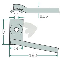 Høyrefeste for sveisede eller skrudde applikasjoner på traktorer.