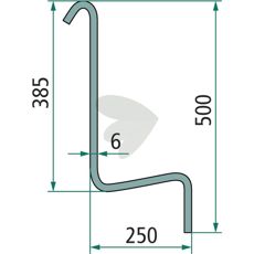 Rivepinne John Deere, 500 mm lang, for effektiv jordbearbeiding.