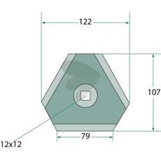Kompakt kniv for fôringsvogn 77 x 106 mm som gir effektiv fôrhåndtering.