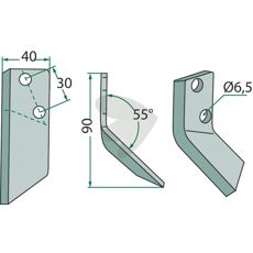 Vinklet høyre kniv for fôringsvogn, ideell for kompliserte fôrhåndteringsoppgaver.