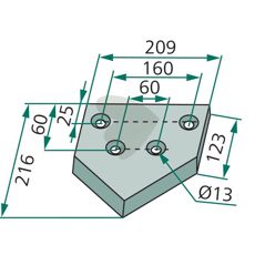 Mellomkniv 70-502 for effektiv skjæring innen jordbruk og konstruksjon.