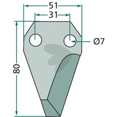 Kniv for fôrvogn, venstre, passer 70-157-modellen.