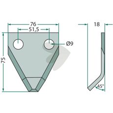 Kniv for fôrvogn modell 70-165, optimalt valg for fôrapplikasjoner.