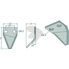 Kvalitetskniv for fôrvogn, venstre side, for 70-171-modell.