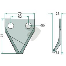 Tannet kniv for fôrvogn 70-199, maksimerer fôrhåndteringens presisjon.