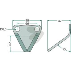 Kniv 70-202 til fôrvogn, utfører skjæring av fôr med presisjon.