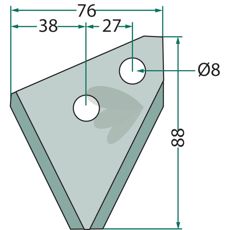 Skjærekniv for fôrblander, modell 70-215, laget for å tåle tøffe arbeidsforhold.