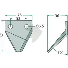 Kniv for fôrblander venstre - 70-225, sikrer smidig drift og ytelse.