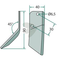 Kniv venstre for fôrvogn, ideell for 70-124-modellen.