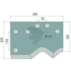 Kniv 1000865R designet for holdbarhet og ytelse i landbruk og entreprenørvirksomhet.