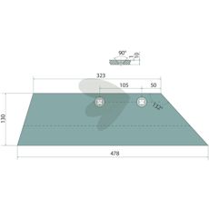 Skjæreblad høyre 16", ideelt for bruk på traktorer og jordbruksmaskiner.