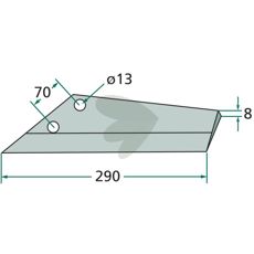 FL 28 vingeskjær for Lemken Topas, 290 mm og 13 mm hull.
