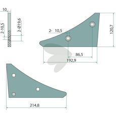 Komplett landsidekile med skrue, sikker installasjon for jordbruksmaskiner.