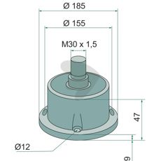Lager med høyregjenging, 35x185x160 mm, perfekt for robust konstruksjon.
