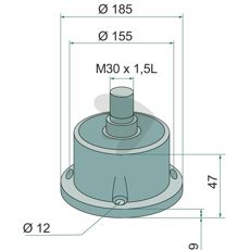 Lager med venstregjenge, 35x185x160 mm, designet for spesifiserte krav.
