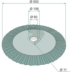 Korrugert tallerken Ø 500X4 mm, effektiv for å forbedre jordbearbeiding.