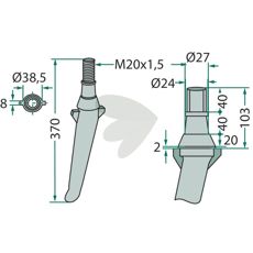 Rotorharvtind for intensivt arbeid, rotorharvpigg med dråpe.