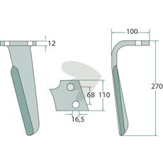 Høykvalitets Kuhn rotorharvtann, 100X320mm med 17mm hull for effektivt arbeid.