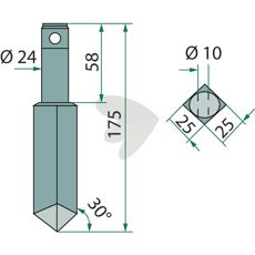 Rotorharvtann 25X170mm fra Rau, perfekt for ulike jordbearbeidingstilpasninger.