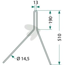 Dobbel etterharvstift Horsch 510mm for effektiv hagepleie.