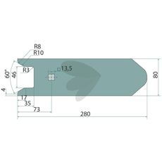 Forsterket spiss 80x15 mm, ideell for intensiv bruk innen landbruk.