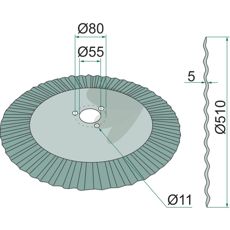 Skiverist Bølget, Ø 510 x 5 mm, tilpasset for å forbedre jordstruktur.