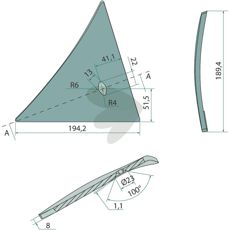 Vendeskivebryst høyre 063240R, robust og pålitelig for maskinvedlikehold.