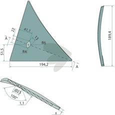 Vendeskivebryst venstre - 063250R, perfekt for effektivt arbeid.