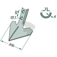 Gåsefot-skjær 200x6, optimalisert for effektiv skjæring og lang levetid.