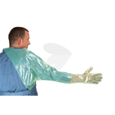 50-pakning engangshansker med skulderbeskyttelse, perfekt for jordbruk og byggearbeid.