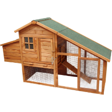 Stort hønsehus, 1900x650x1130 mm, gir rikelig med plass til høns.