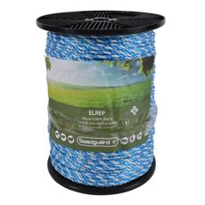 Spole med 300 m blå/hvit strømrep, 5 mm, perfekt for reparasjoner og installasjoner.