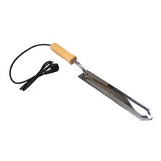 Elektrisk avdekkingskniv med trehåndtak for effektiv skjæring.