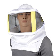 Hvit biskjermtopp med armgjennomgang, komfortabel og praktisk for birøktere.