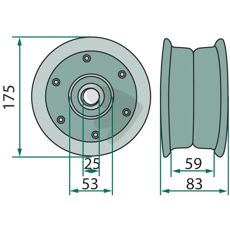 Komplett felg for 3.50X6, sikrer optimal drift.