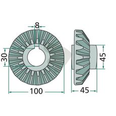 Effektivt kjegle hjul med 19 tenner, optimaliserer kraftoverføring i maskiner.