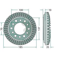 Tallerkenhjul 6584598 med 45 tenner, perfekt for krevende feltarbeid.