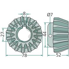 Konisk hjul med 16 tenner, perfekt for optimal ytelse og holdbarhet.
