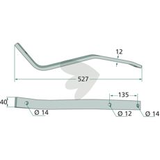 Kvalitetspinnarmer Fella på 527 mm, perfekt for ulike landbruksmaskiner.