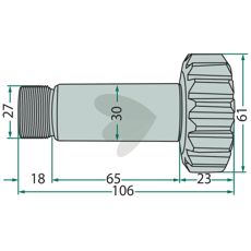 Pinjongaksel med 16 tenner, perfekt for effektiv kraftoverføring i traktorer.