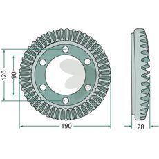 Skovehjul med 45 tenner, for optimal ytelse innen jordbruk.