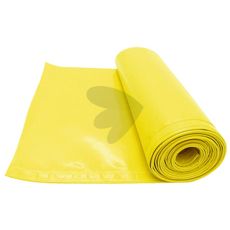 Gul beskyttelsespresenning som beskytter mot vær og rusk, perfekt for utendørs bruk.